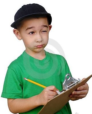 child with clipboard